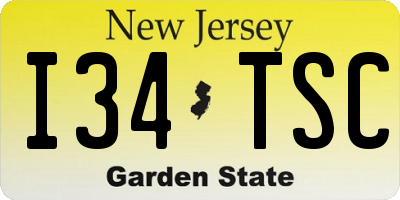 NJ license plate I34TSC