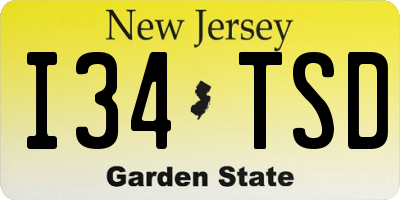 NJ license plate I34TSD