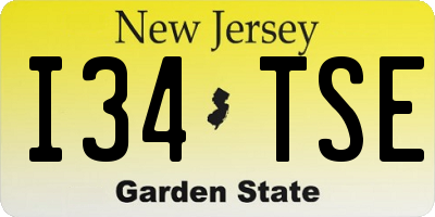 NJ license plate I34TSE