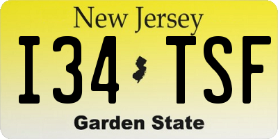 NJ license plate I34TSF