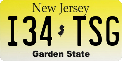 NJ license plate I34TSG