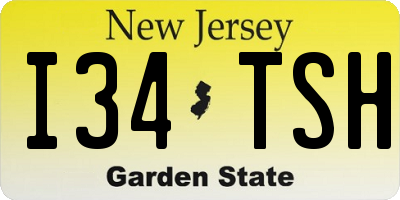 NJ license plate I34TSH