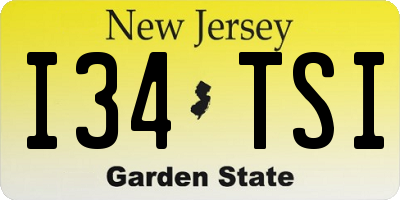 NJ license plate I34TSI