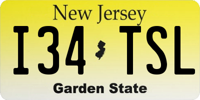 NJ license plate I34TSL