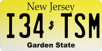 NJ license plate I34TSM