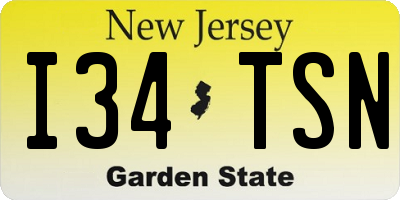 NJ license plate I34TSN