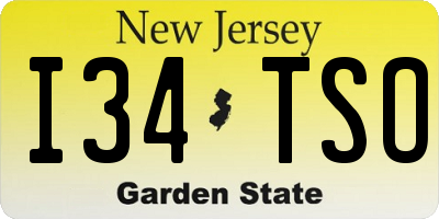 NJ license plate I34TSO