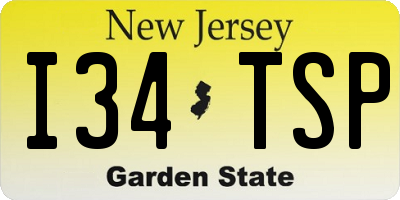 NJ license plate I34TSP