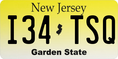 NJ license plate I34TSQ