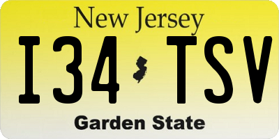 NJ license plate I34TSV