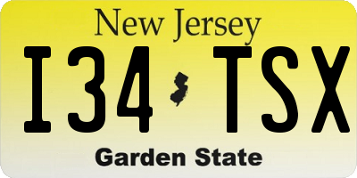 NJ license plate I34TSX