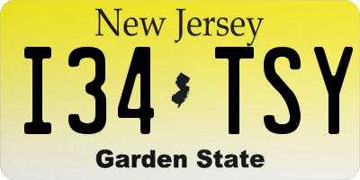 NJ license plate I34TSY