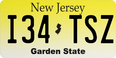 NJ license plate I34TSZ