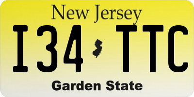 NJ license plate I34TTC