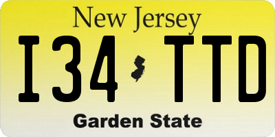 NJ license plate I34TTD