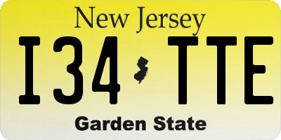 NJ license plate I34TTE