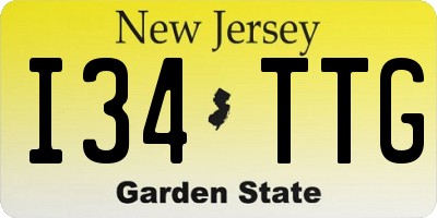 NJ license plate I34TTG
