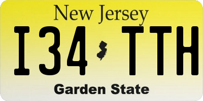 NJ license plate I34TTH
