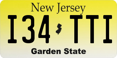 NJ license plate I34TTI
