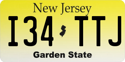 NJ license plate I34TTJ