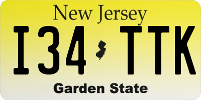 NJ license plate I34TTK