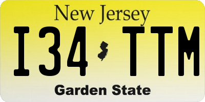 NJ license plate I34TTM