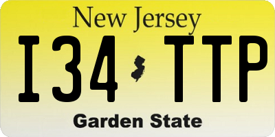 NJ license plate I34TTP