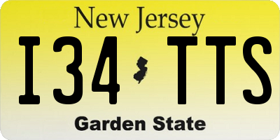 NJ license plate I34TTS