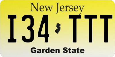 NJ license plate I34TTT