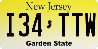 NJ license plate I34TTW