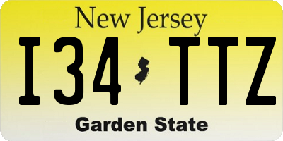 NJ license plate I34TTZ