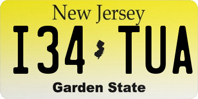 NJ license plate I34TUA