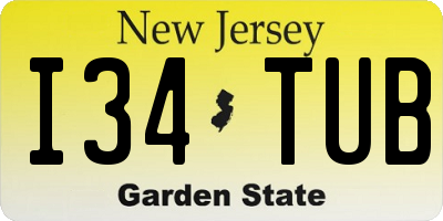 NJ license plate I34TUB