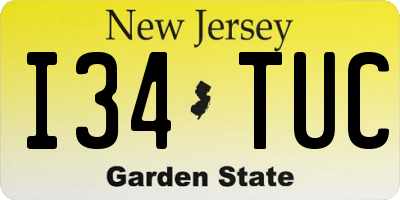 NJ license plate I34TUC