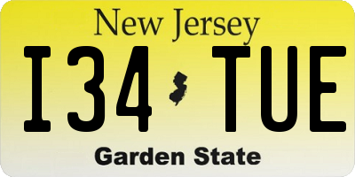 NJ license plate I34TUE
