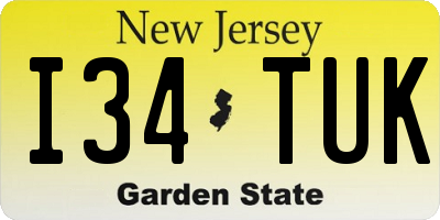 NJ license plate I34TUK