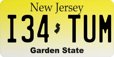 NJ license plate I34TUM
