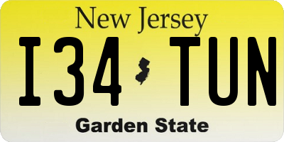 NJ license plate I34TUN