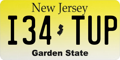NJ license plate I34TUP