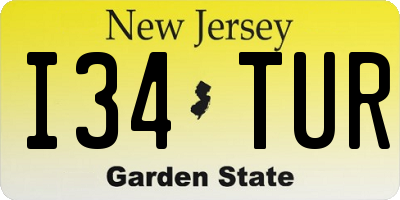 NJ license plate I34TUR