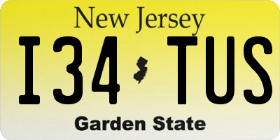 NJ license plate I34TUS