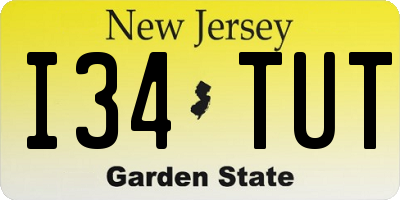 NJ license plate I34TUT