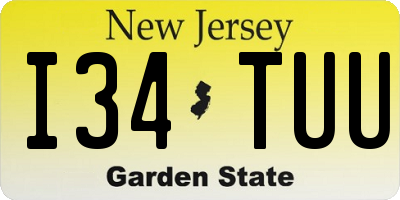 NJ license plate I34TUU