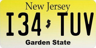 NJ license plate I34TUV