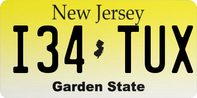 NJ license plate I34TUX