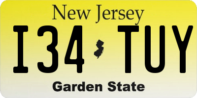 NJ license plate I34TUY