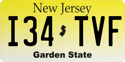 NJ license plate I34TVF