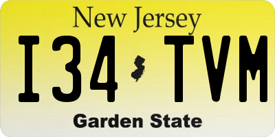 NJ license plate I34TVM