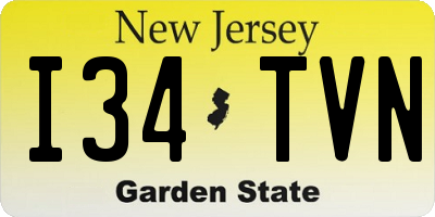 NJ license plate I34TVN