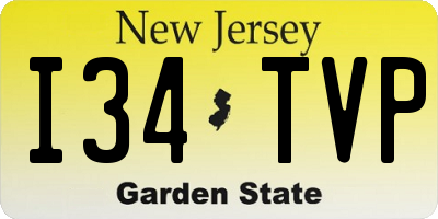 NJ license plate I34TVP